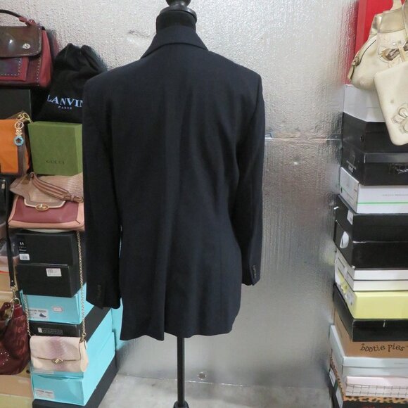 ESCADA Navy 100% Italian Wool Silk Suit Blazer Jacket size 42 US 12 - Picture 3 of 9